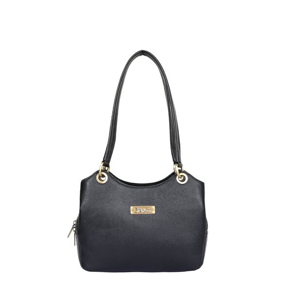 Women Genuine Leather Black Top Handle Shoulder Hobo  Bag Ladies Satchel Handbag - Picture 1 of 10
